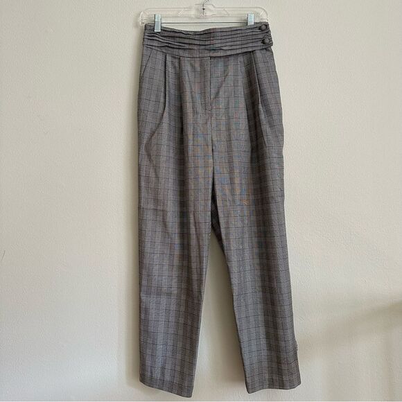 NWT Cinq à Sept Serenity Plaid Pleated Pants Sz 4 Hight Rise Preppy Office - Picture 7 of 15